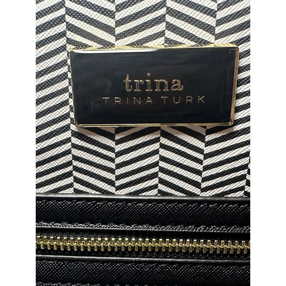 Trina Turk Large Shoulder Tote Bag/ Purse Black/white W/detachable Strap New #26 - Picture 3 of 10